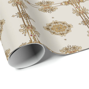 Goldenes, ornamentales Blumenverpackungspapier Geschenkpapier
