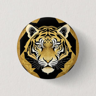 Goldenes ornamentales Tiger-Kunstwerk Button