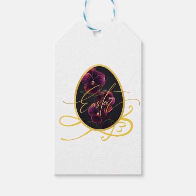 Goldenes Osterei und elegante Iris Geschenkanhänger (Vorderseite)