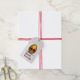 Goldenes Ostereier mit braunem, floralfarbenem Mus Geschenkanhänger