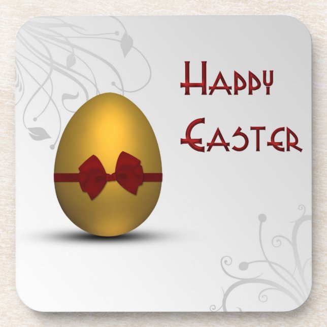 Goldenes Ostereier mit braunem, floralfarbenem Mus Untersetzer (Vorderseite)