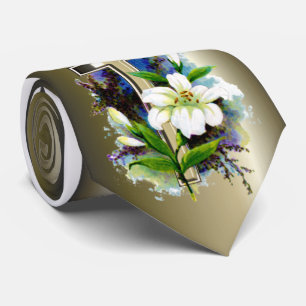 Goldenes Osterkreuz und weiße Lilly-Blume Krawatte
