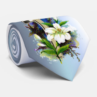 Goldenes Ostern-Kreuz und weiße Lilly Blumen Krawatte