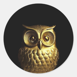Goldenes Owl Runder Aufkleber