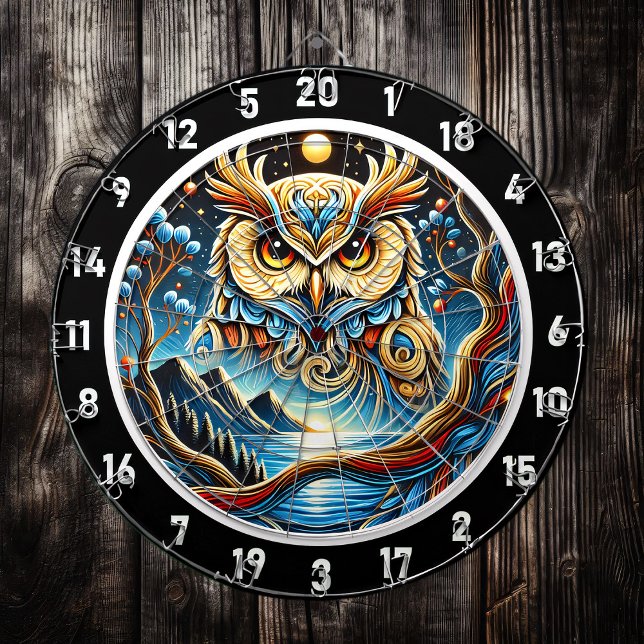 Goldenes Owl Twilight Dartboard Kunst Dartscheibe (Von Creator hochgeladen)