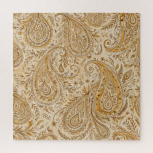 Goldenes Paisley Warmes Cozy Klassisches Design Puzzle