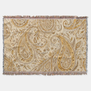 Goldenes Paisley Warmes Gemütliches Klassisches De Decke