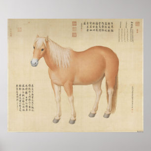 Goldenes Palomino-Pferd - Vintage chinesische Kuns Poster