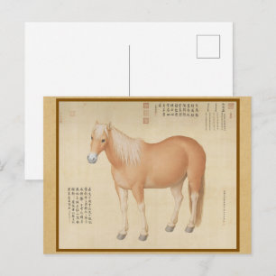 Goldenes Palomino-Pferd - Vintage chinesische Kuns Postkarte