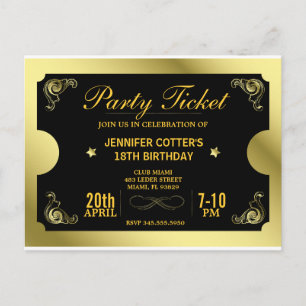 Goldenes Parteiticket Postkarte