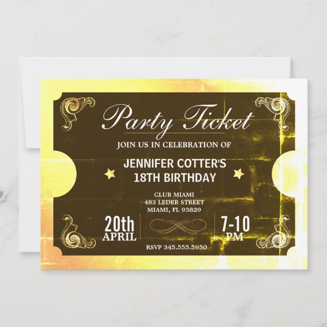 Goldenes Party Einladung (Vorderseite)