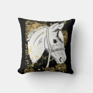 Goldenes Pferd (Mum Stanworth) Kissen