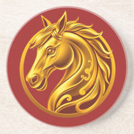 Goldenes Pferd-Rot und Gold-Chinesisches Neujahr 2 Getränkeuntersetzer