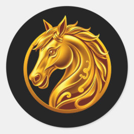 Goldenes Pferd Runder Aufkleber