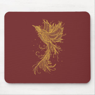 Goldenes Phoenix auf rotem Mousepad