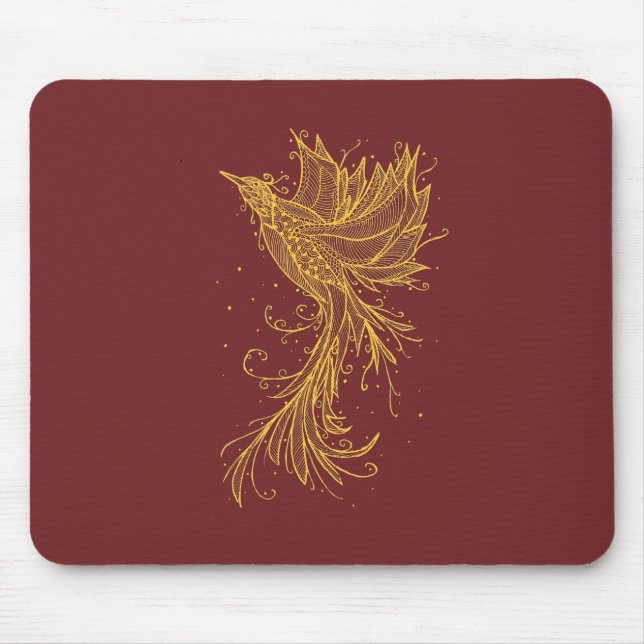 Goldenes Phoenix auf rotem Mousepad (Vorne)