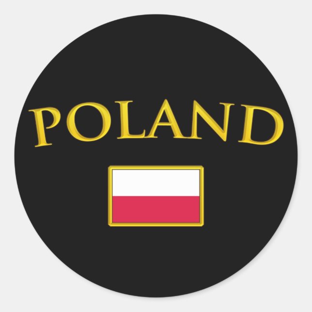 Goldenes Polen Runder Aufkleber (Vorderseite)