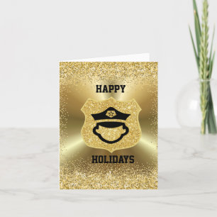 Goldenes Polizei-Symbol-Weihnachtskarte Karte