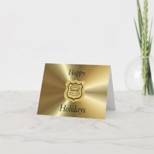 Goldenes Polizeiabzeichen oder Schild Weihnachtska Karte