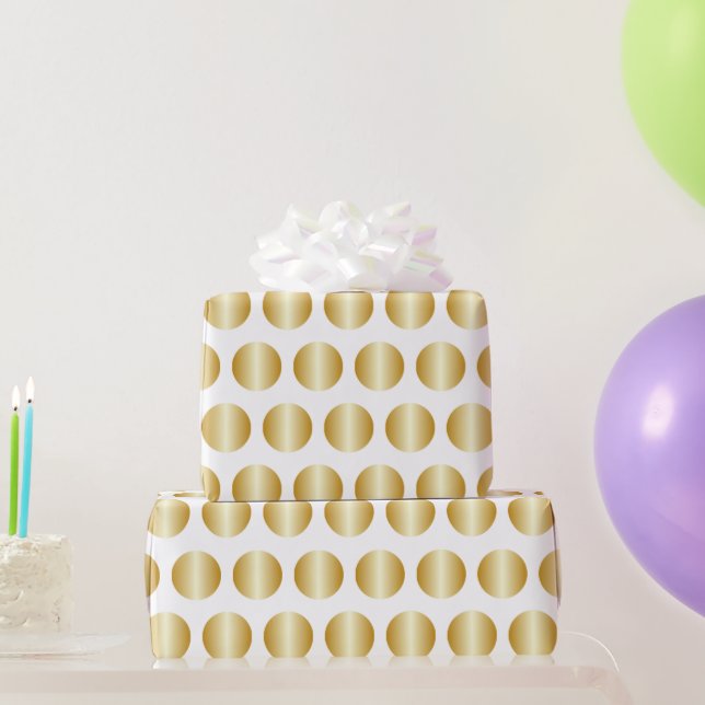 Goldenes Polka-Punkt-Design Geschenkpapier (Partygeschenke)