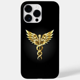 Goldenes polygonales Symbol Caduceus Case-Mate iPhone 14 Pro Max Hülle