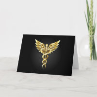 Goldenes polygonales Symbol Caduceus