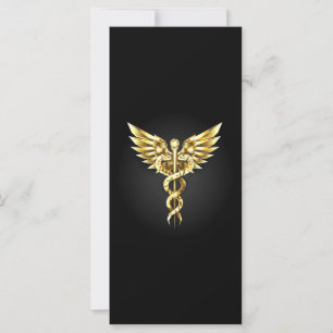 Goldenes polygonales Symbol Caduceus Karte