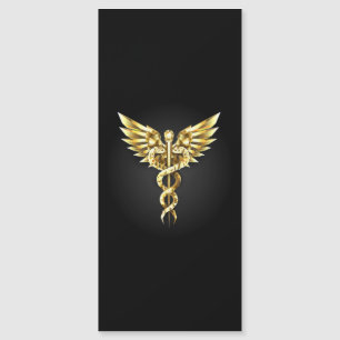 Goldenes polygonales Symbol Caduceus Magnetkarte