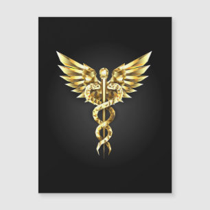 Goldenes polygonales Symbol Caduceus Magnetkarte