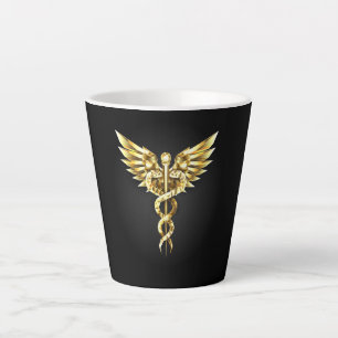 Goldenes polygonales Symbol Caduceus Milchtasse