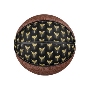 Goldenes polygonales Symbol Caduceus Mini Basketball