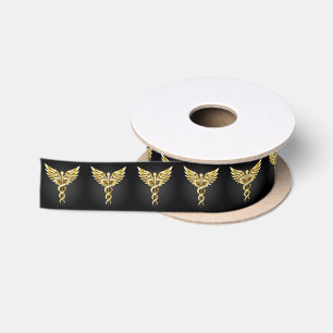 Goldenes polygonales Symbol Caduceus Satinband
