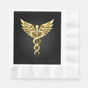 Goldenes polygonales Symbol Caduceus Serviette