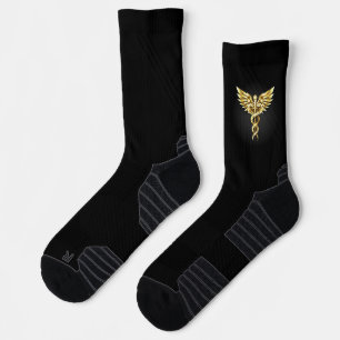 Goldenes polygonales Symbol Caduceus Socken