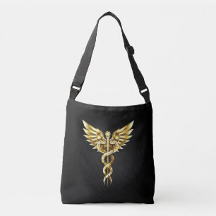 Goldenes polygonales Symbol Caduceus Tragetaschen Mit Langen Trägern