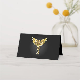 Goldenes polygonales Symbol Caduceus Treuekarte