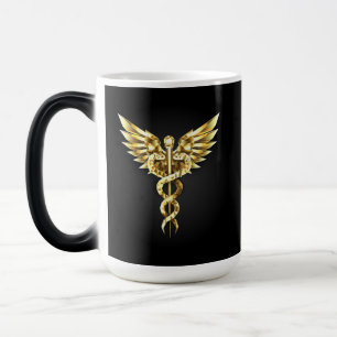 Goldenes polygonales Symbol Caduceus Verwandlungstasse