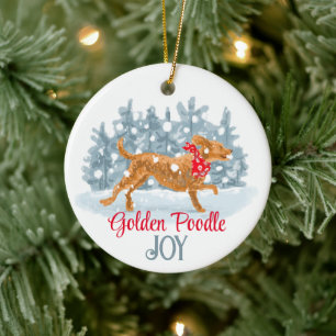 Goldenes Poodle, maßgeschneiderte Keramik Keramik Ornament