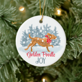 Goldenes Poodle, maßgeschneiderte Keramik Ornament