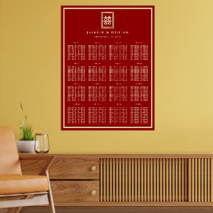 Goldenes Rechteck 囍 Chinesischer Hochzeitsroter Si Poster