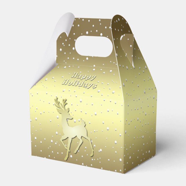 Goldenes Rentier Schnee-Feiertags-Geschenkbox Geschenkschachtel (Vorderseite)