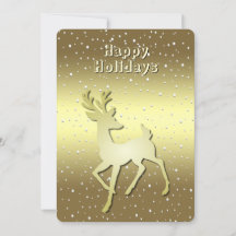 Goldenes Rentier Schneebedeckte Weihnachtskarte