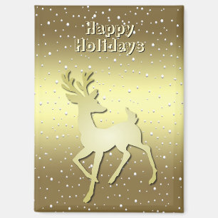 Goldenes Rentier Schneebedecktes Ferienmagnet Magnet