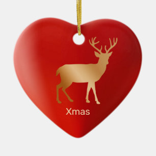 Goldenes Rentier und Kalligrafie Keramik Ornament