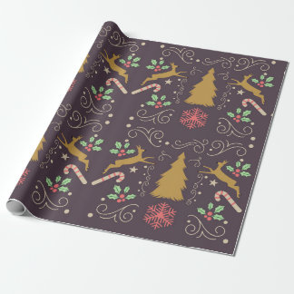 Goldenes Rentier Weihnachten Geschenkpapier
