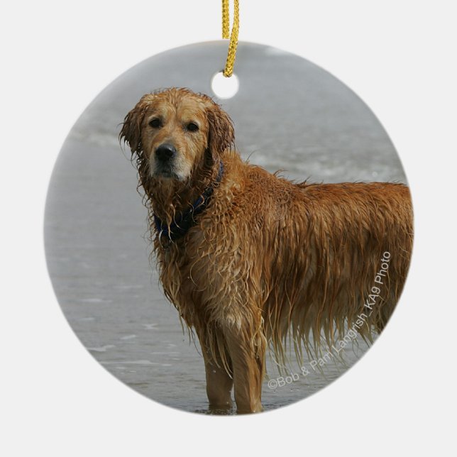Goldenes Retreiver im Meer Keramikornament (Vorne)