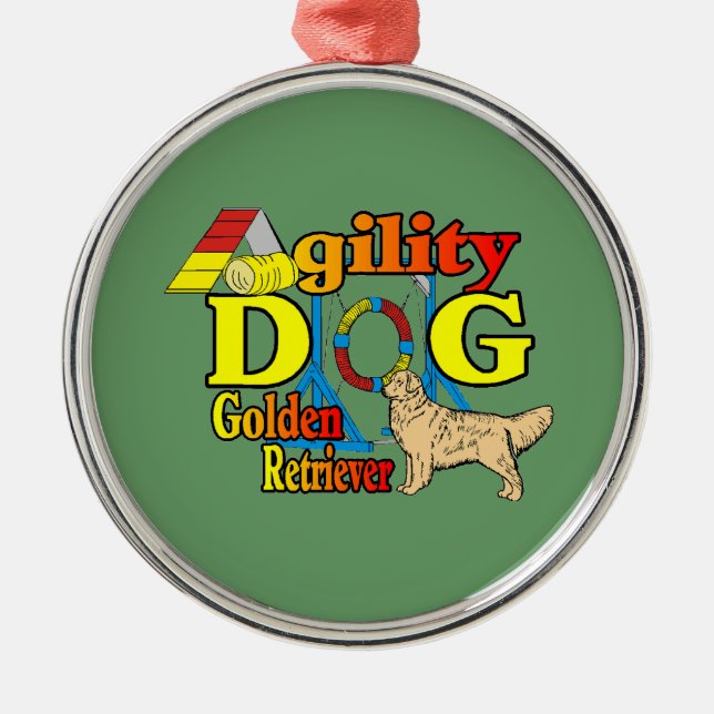 Goldenes Retriever-Agility Ornament Aus Metall (Vorne)
