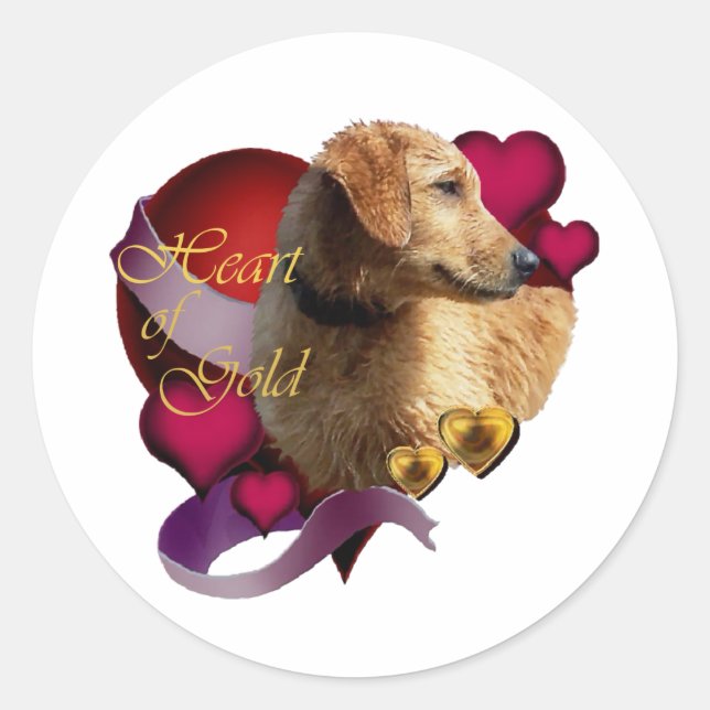Goldenes Retriever Herz des Goldes Runder Aufkleber (Vorderseite)