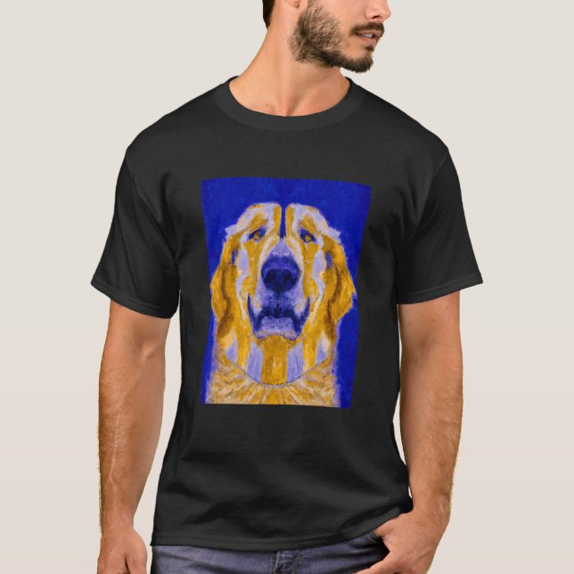 Goldenes Retriever Portrait Kubismus Kunst T-Shirt (Vorderseite)