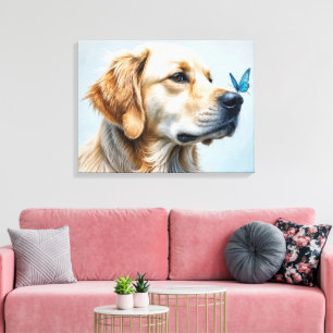 Goldenes Retriever Portrait mit Schmetterling Leinwanddruck